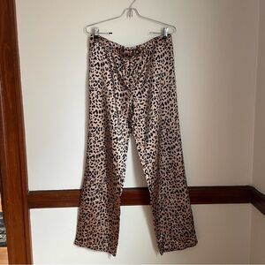 Rachel Zoe Chic Brown Silky Animal Print Trousers or Pajama Pants M